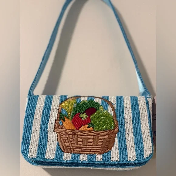 Striped Vegetable Beaded Bag - Picture 3 of 6